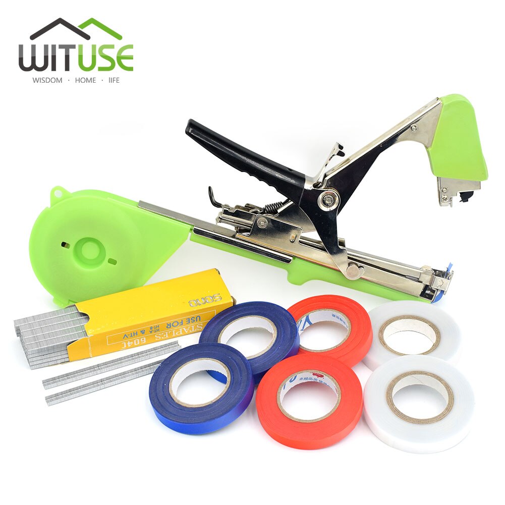 Plant Branch Hand Tying Binding Machine Flower Vegetable Garden Tools Fruit Tapener +Tapes+Staples Garden Vine Fixing Tapetool: EQF727