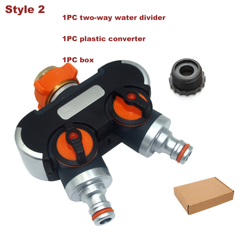 Garden Irrigation Valve 2-Way Water Tap Splitters Outdoor Tap And Faucet 1/2" 3/4" Water Divider Garden Watering Distributor: Gold