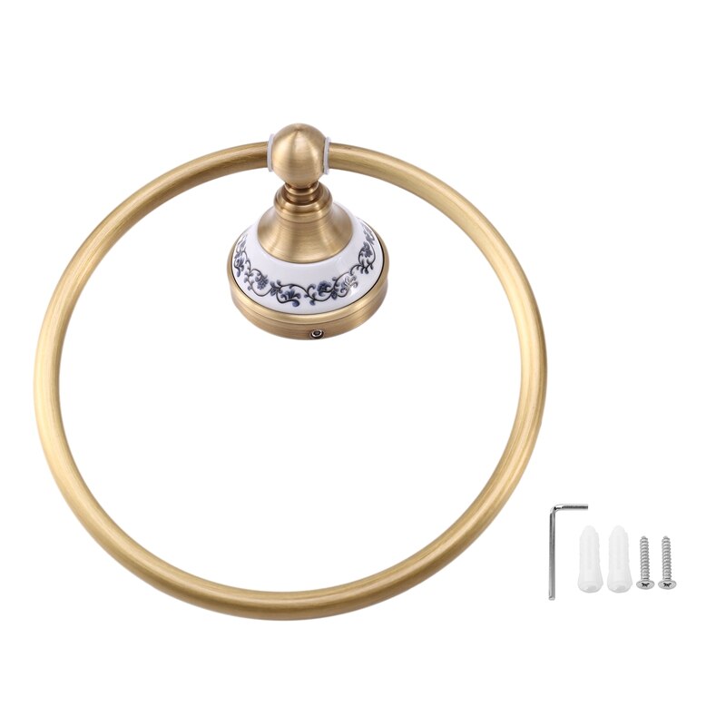 Antieke Koperen Badkamer Accessoires, Badkamer Handdoek Houder, Ronde Handdoekring, Rack, Muur Opknoping Handdoek Ring