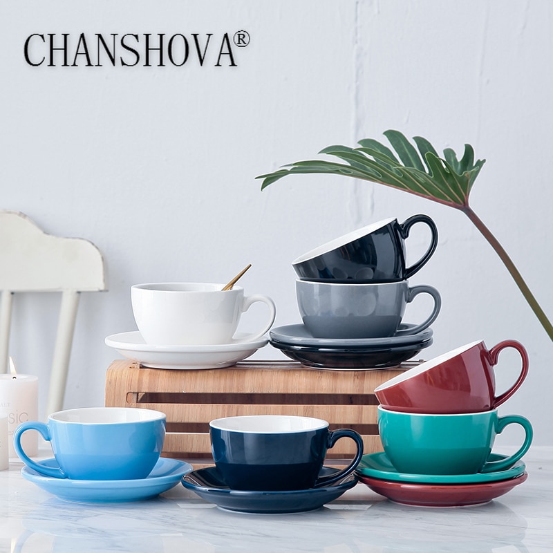 Chanshova modern enkelhet keramik 200ml porslin kaffekoppar och fat set tekopp set mugg dricksredskap  h046