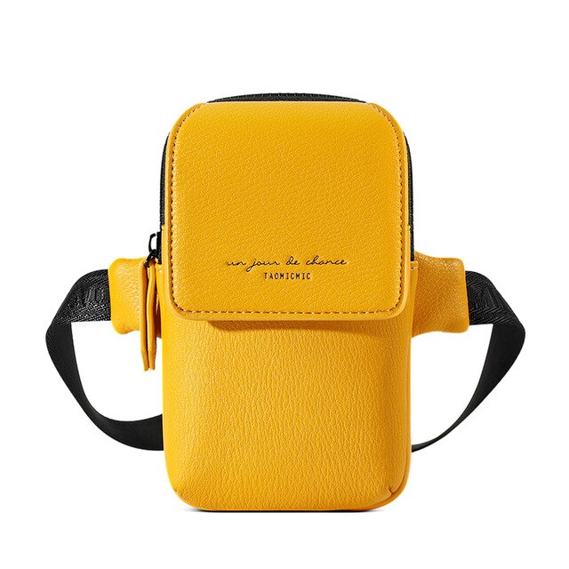 Bolso cruzado de para mujer, mochila de pecho con cinturón de estilo Hip Hop, Mini riñonera femenina de cuero PU con bolsillo para teléfono: Yellow