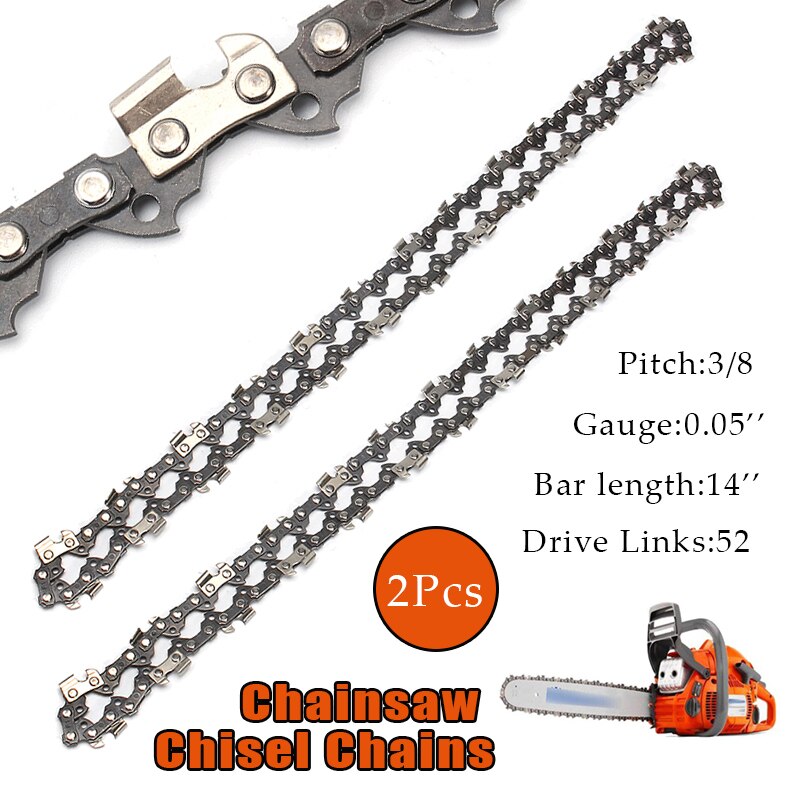 2Pcs14 Inch 52 Link Chainsaw Saw Chain Drive Link Pitch 3/8LP 050 Suitable Garden Gauge Chainsaw Blade