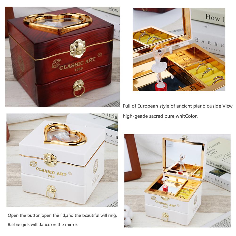 Classic Rotating Dancer Ballerina Piano Music Box Clockwork Plastic Jewelry Box Girls Hand Crank Music Mechanism