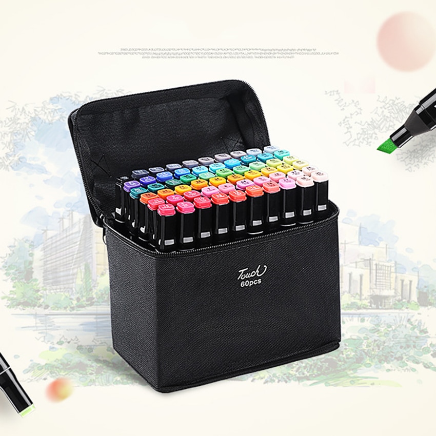 30/40/60 Colors Graphic Marker Pen Set Sketch Art Markers Double Headed Color Art Pens Paiting Pen with 4/5
