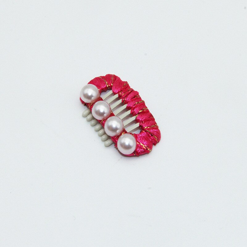 Pinza de acero para perros, Accesorios de belleza para el pelo de Yorkshire, decoración de perlas, BB, 1 pieza: rose red