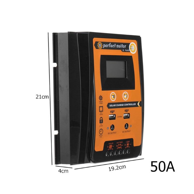 Laadregelaar 12V 24V 30A 50A 70A Mppt Solar Laadregelaar Zonnepaneel Battery Regulator Dual Usb Lcd display: 50A