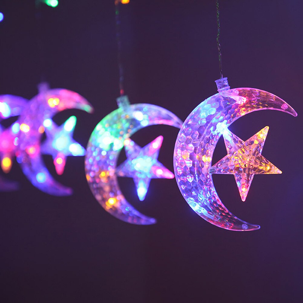Moon Star Lamp LED Lamp String Ins Christmas Light Decoration Lights Curtain Lamp Wedding Neon Lantern Ramadan EId Decor