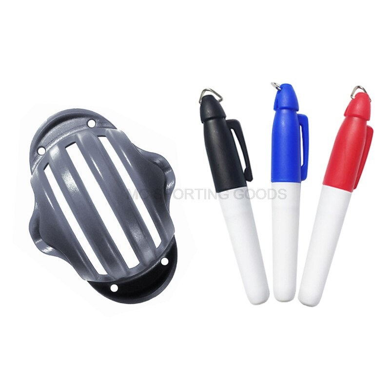 Golf Ball Triple Track 3 Line Alignment Marker Stencil Plastic Golf Ball Line Drawing Tool Golf Putting: Black with 3 pens