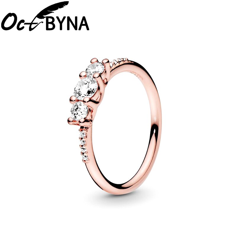 Octbyna Classic Cubic Zirconia Charm Ring For Women Romantic Wedding Engagement Fingertip Brand Ring Jewelry: 8 / AJ1129