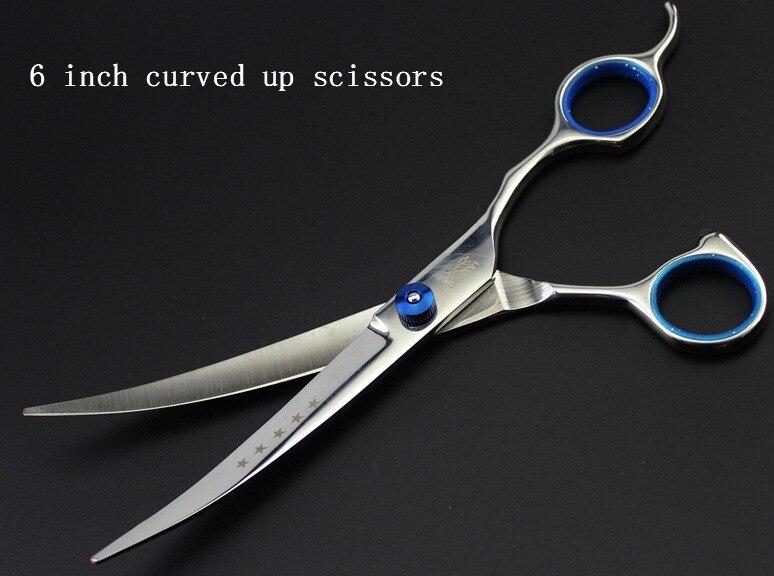 Professionele 6 inch 7 inch Pet Grooming Schaar Rechte Dunner Gebogen Grooming Scharen voor Honden Dieren Haar Snijgereedschappen: 6 up curved scissors