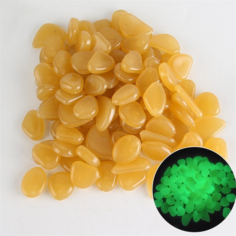 10 Pcs Amazing Garden Decor Luminous Stones Glow In the Dark Pebbles Light Emitting Aquarium Fish Tank Decoration Pebble Rocks: Orange Yellow