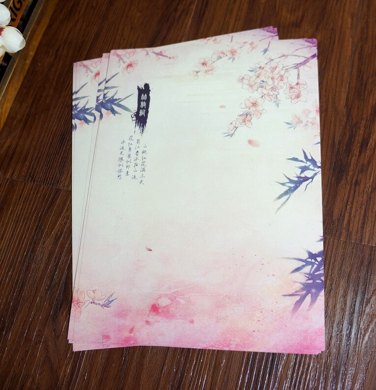 80pcs Chinese ink painting traditional ancient classical sakura bamboo Letter Pad / Paper vintage collection souvenir
