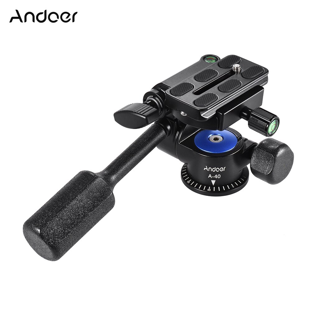Andoer A-40 3 voies caméra trépied tête aluminium 360 panoramique photo amortissement tête pour Canon Nikon Sony trépied monopode curseur