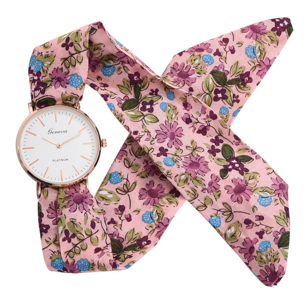 Women Watches Vogue Floral Strap Wristwatch Women&#39;s Jacquard Cloth Zegarek Damski Quartz Watch Dress Bracelet Relogio Feminino: AS SHOW 1