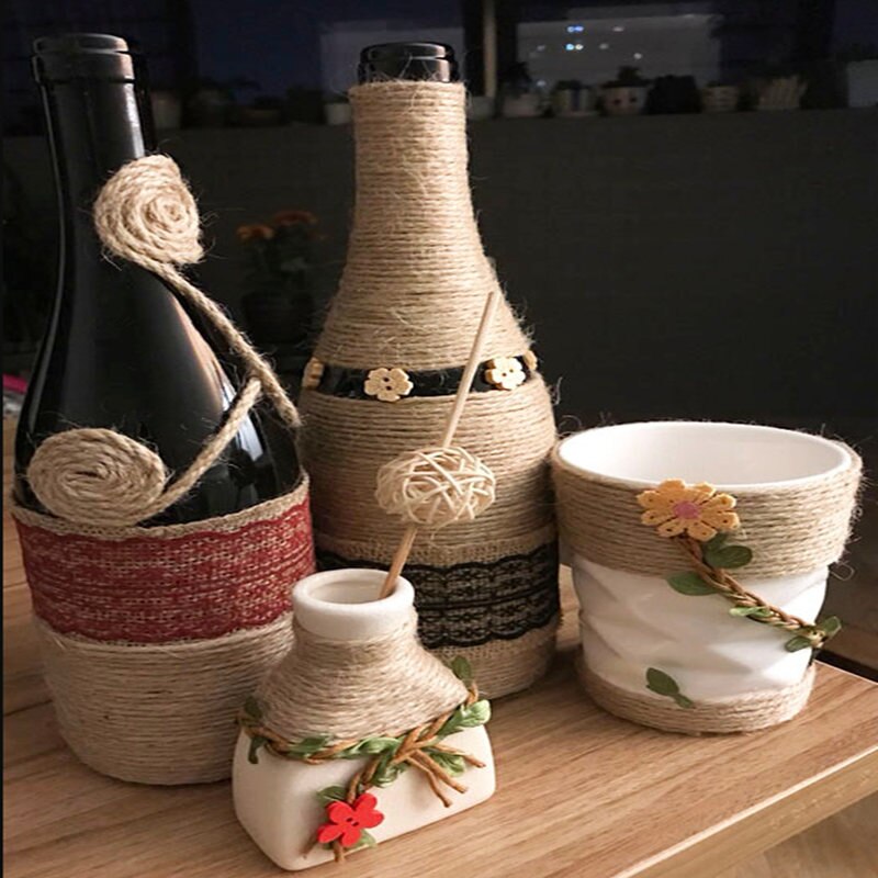 40 metriä / rulla 2mm pehmeä tekstuuri hamppuköysi narut tee itse maljakko vaatteet hattu kengät unesieppari juhla koriste materiaali köysi