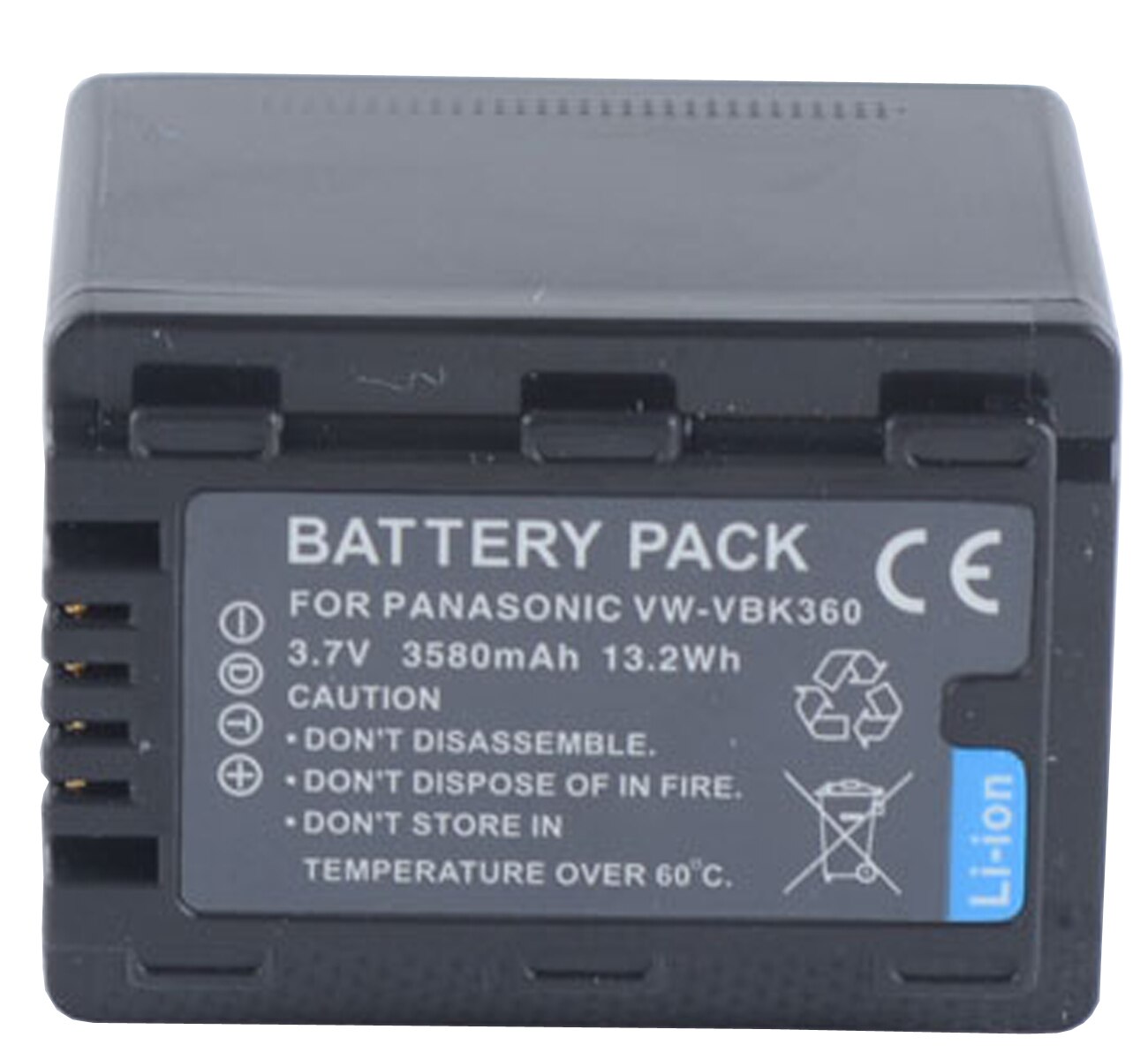 Bateria para panasonic HDC-SD40, HDC-SD60, HDC-SD80, HDC-SD90, HDC-SD99, HDC-SDX1, HDC-SDX1H, HDC-SDX1P,, filmadora hd completa: 1x VW-VBK360 Battery