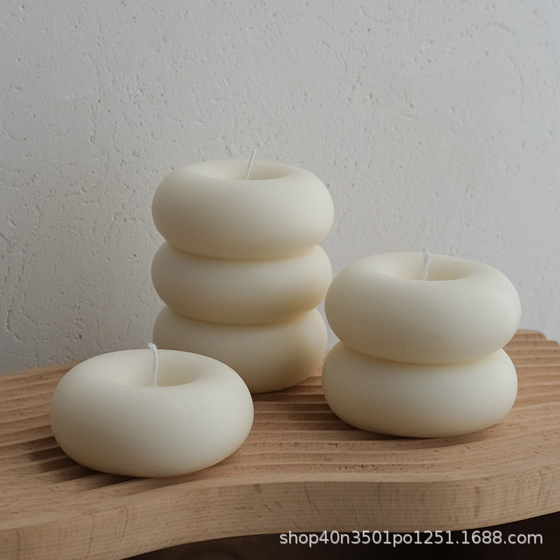 Velas de aromaterapia con círculos de Donut, velas creativas para el hogar, decoración del hogar, dormitorio, sin llama, de cumpleaños romántico, cera