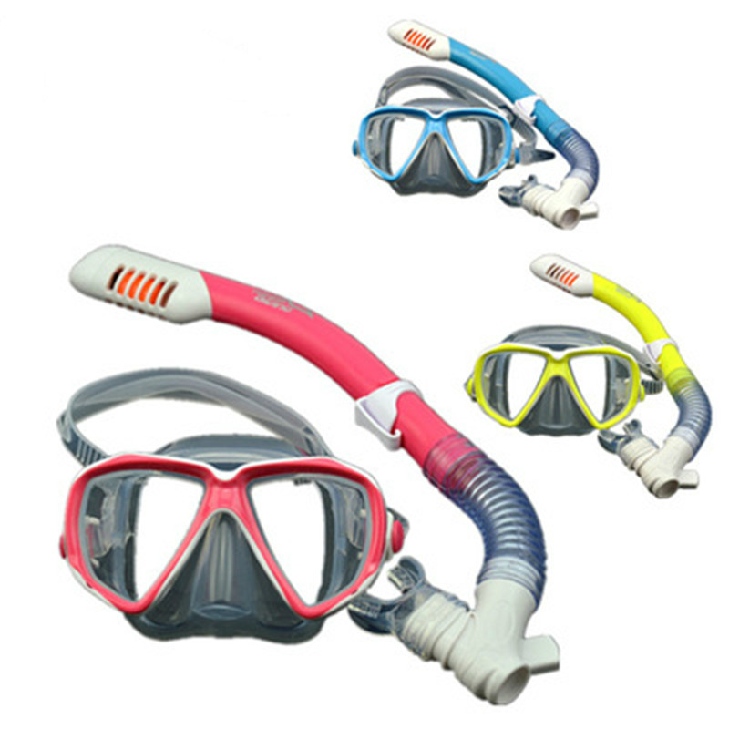 Tenere subacqueo maschere subacquee per bambini Snorkel vetro temperato Snorkeling Full Dry Snorkel Tube attrezzatura subacquea Snorkel occhiali Kid