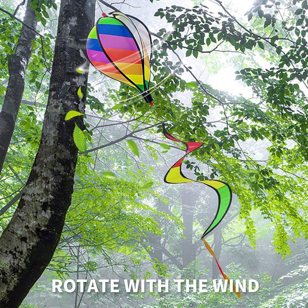 Wind Spinner Wind Chimes Rotating Windmill Rainbow Air Stripe Decoration Windsock Balloon Garden Outdoor Q3h4