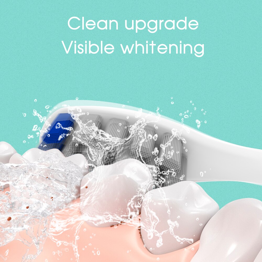 Boi – écran LCD blanc étanche IPX8, charge sans fil, 6 modes avec 8 têtes de brosse de rechange, brosse à dents électrique sonique pour adulte