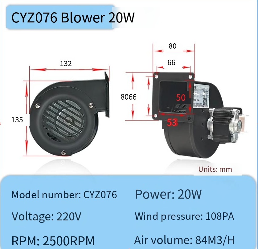 Soplador de estufa de leña de 220V, ventilador de estufa para exteriores de 13W, 20W, 40W, ventilador de estufa de poco ruido para leña/quemadores de leña/chimeneas: Naranja