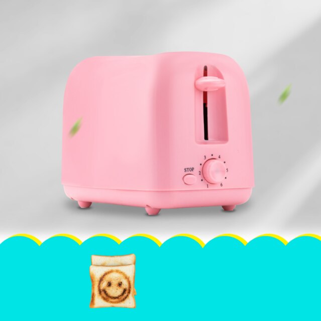 Breakfast Toaster Home Toaster Multi Function Mini Automatic Heating Bread Toaster Smiling Face Sandwich Machine: pink b