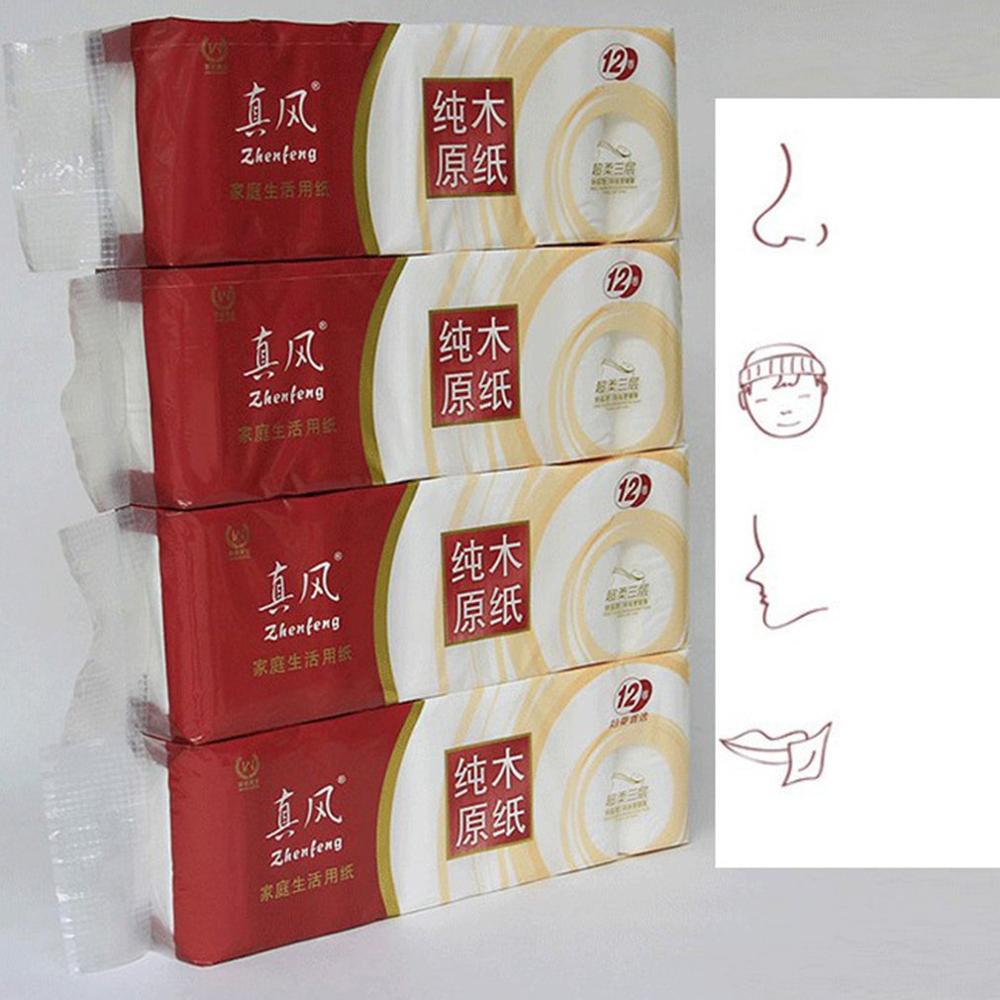 Household Paper Roll Original Wood Pulp Fine And Soft Without Fluorescent Agent Water Absorption Is Stronger 12 Pcs