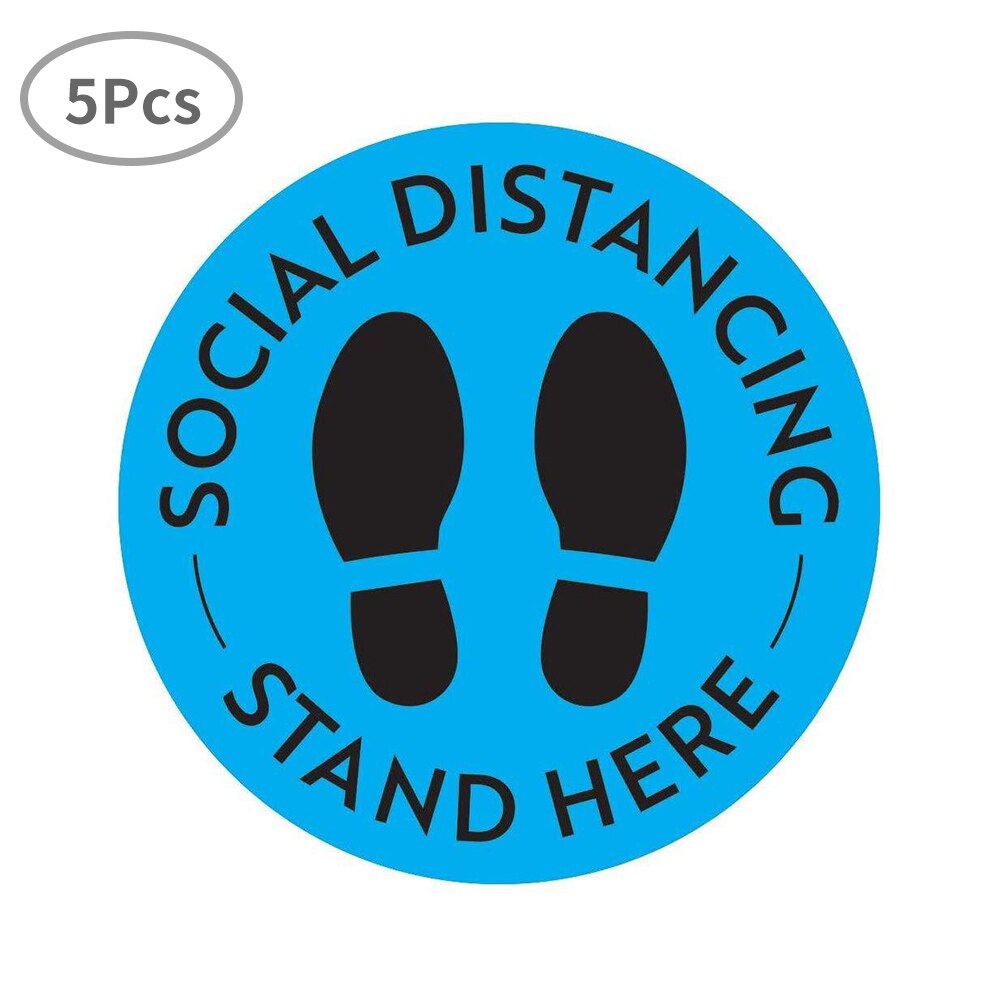 5 st social distanserande golvdekaler skylt mark håll 6ft mellan avstånd underhåll etikettmarkör affisch 11 " rund 28 diameter: Blå