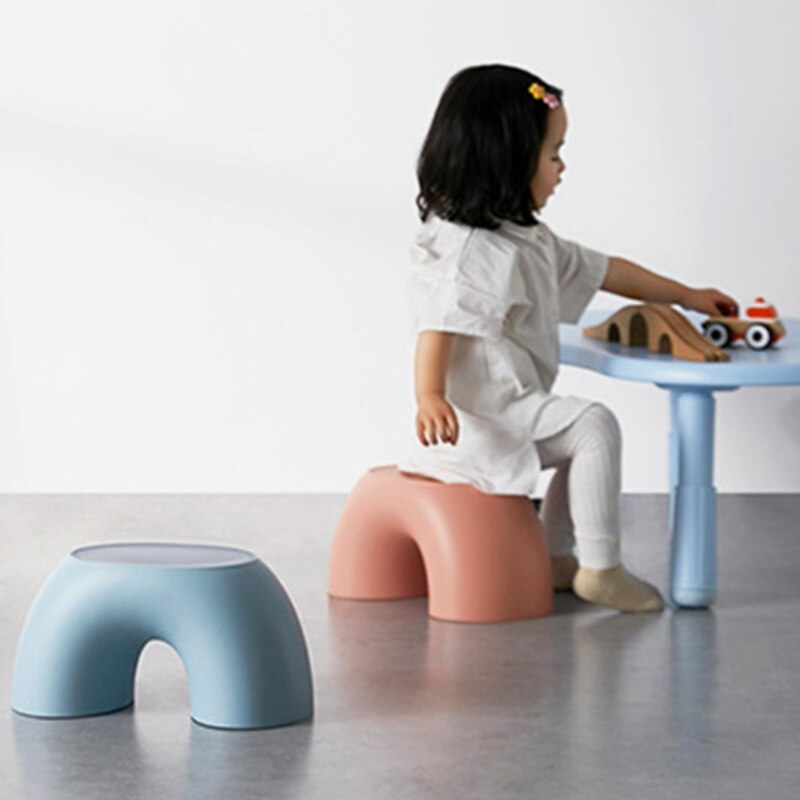 Taburete semicircular Simple para niños, banco pequeño de arcoíris, silla de Interior para el hogar, muebles de juguete, sofá de dormitorio Interior D