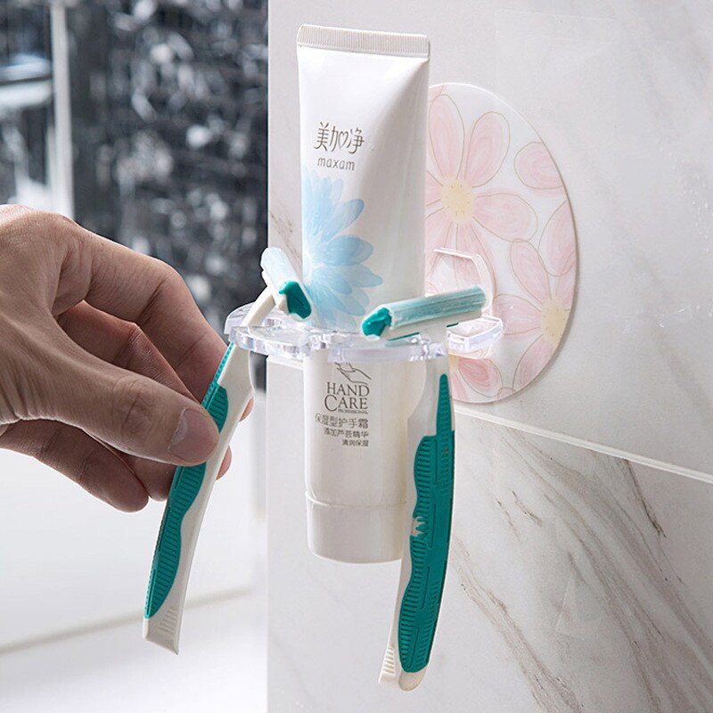Multifunctionele Sterke Zuigkracht Muur Vormige Tandenborstel Rack Badkamer Tandenborstelhouder Punch-Gratis Badkamer Plank Tandpasta Houder