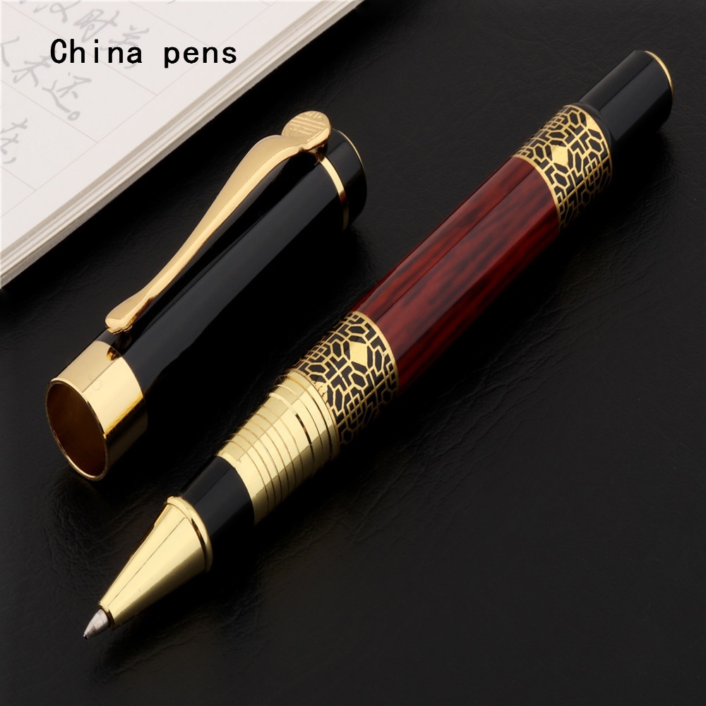 Luxury ink pen 530 Golden carving Mahogany Business office School student office Supplies Rollerball Pen