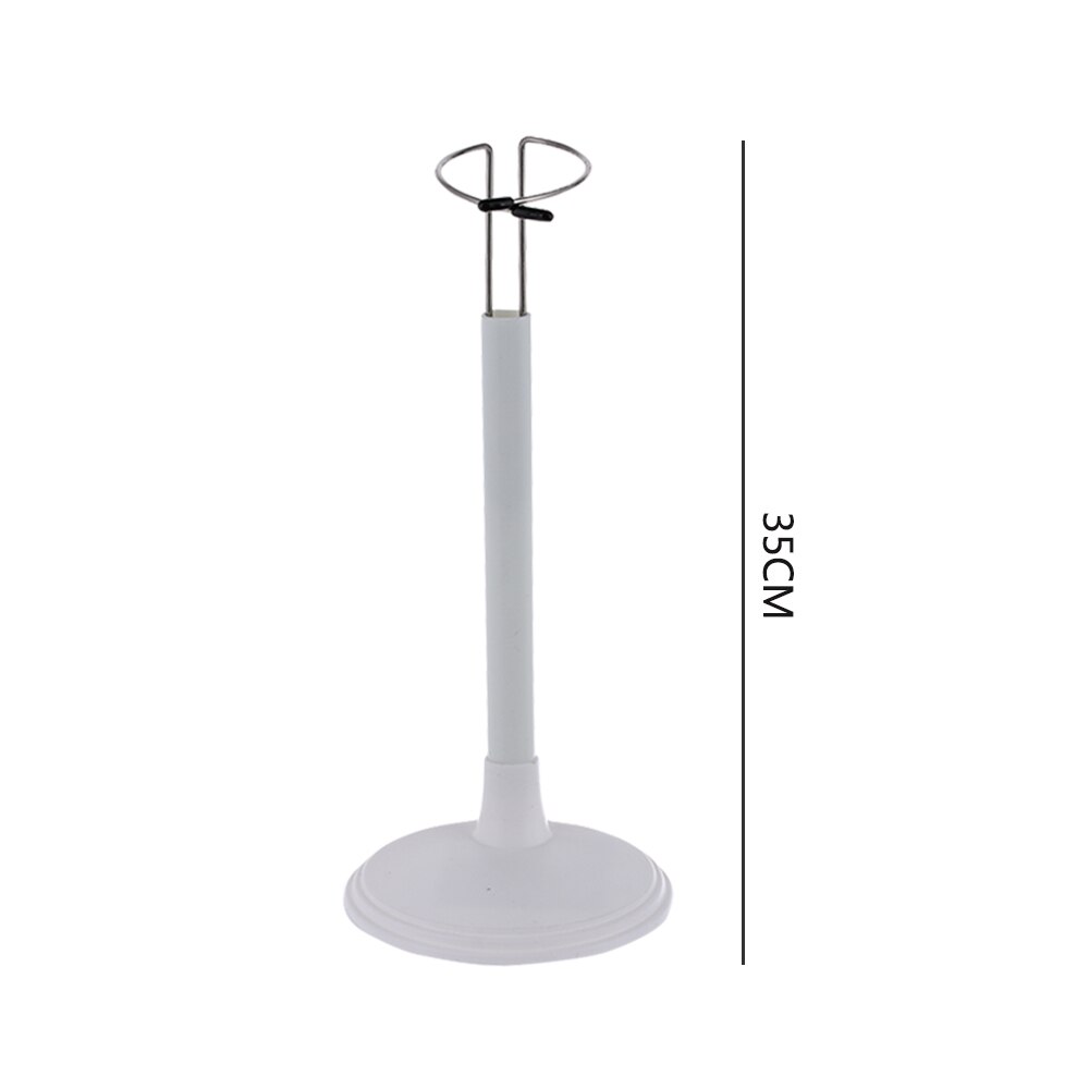 Söt justerbar metall vit svart docka docka docka handledshållare fäste stöd dockskåp tillbehör barn flickor leksak: 9- vita 35cm