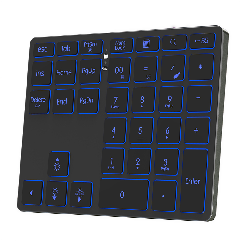 BOW 2.4G + Bluetooth numeriek toetsenbord Draadloos oplaadbaar numpad-toetsenbord voor iPad Laptop Bedraad nummertoetsenbord