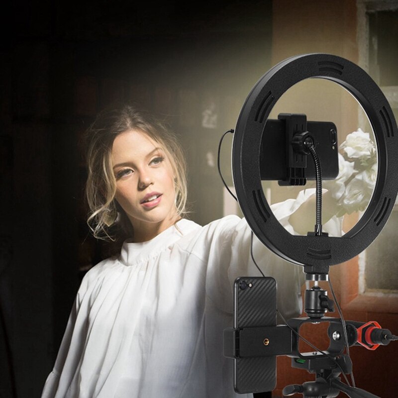 26cm Photo Ringlight Led Selfie Ring Light Phone Bluetooth Remote Lamp Photography Lighting Tripod with Microphone