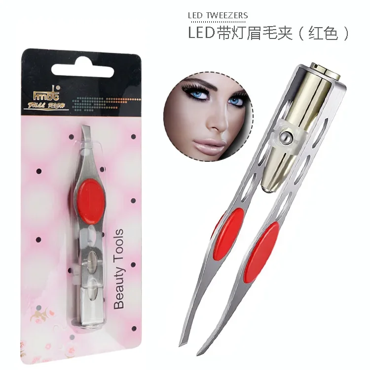 LED Lighted Eyebrow Tweezers Precise and Illuminated Beauty Tool for Brow Shaping: Orange