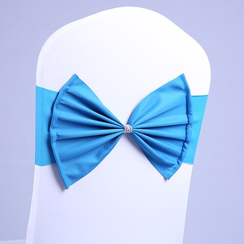 Lazo para silla de banquete de Hotel, Decoración de cumpleaños para niños, boda, , 10 colores, Spandex, rojo/azul/morado, barato, 20 unids/lote: 1