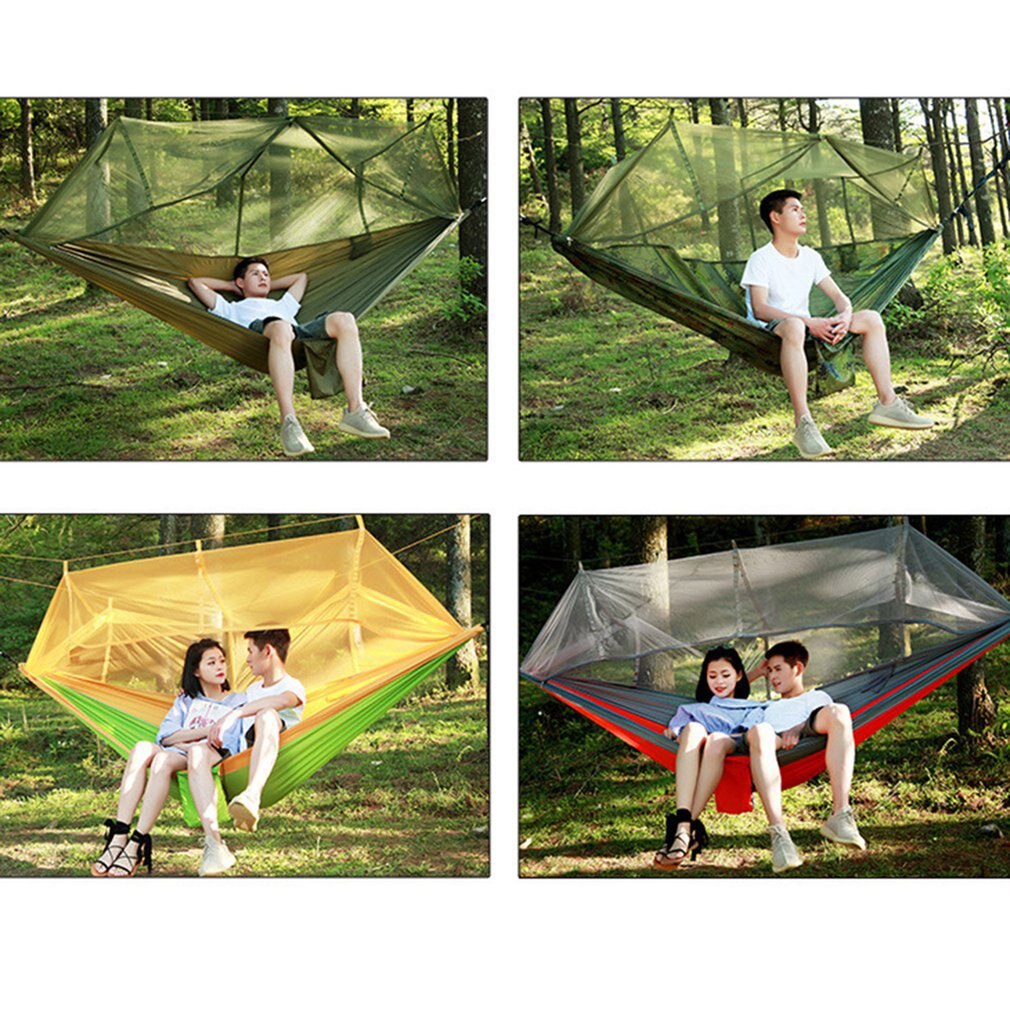 Portable Outdoor Mosquito-proof Aerial Camping Hammock Breathable Anti-mosquito Durable Hammock Hanging Bed Sleeping Swing