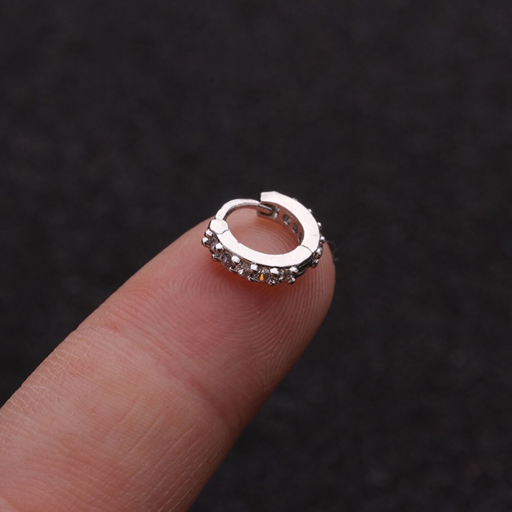 1Pc Rvs Septum Clicker Hoepel Ring Neus Labret Oor Tragus Kraakbeen Daith Helix Earring Stud Body Piercing Sieraden: silver 6mm