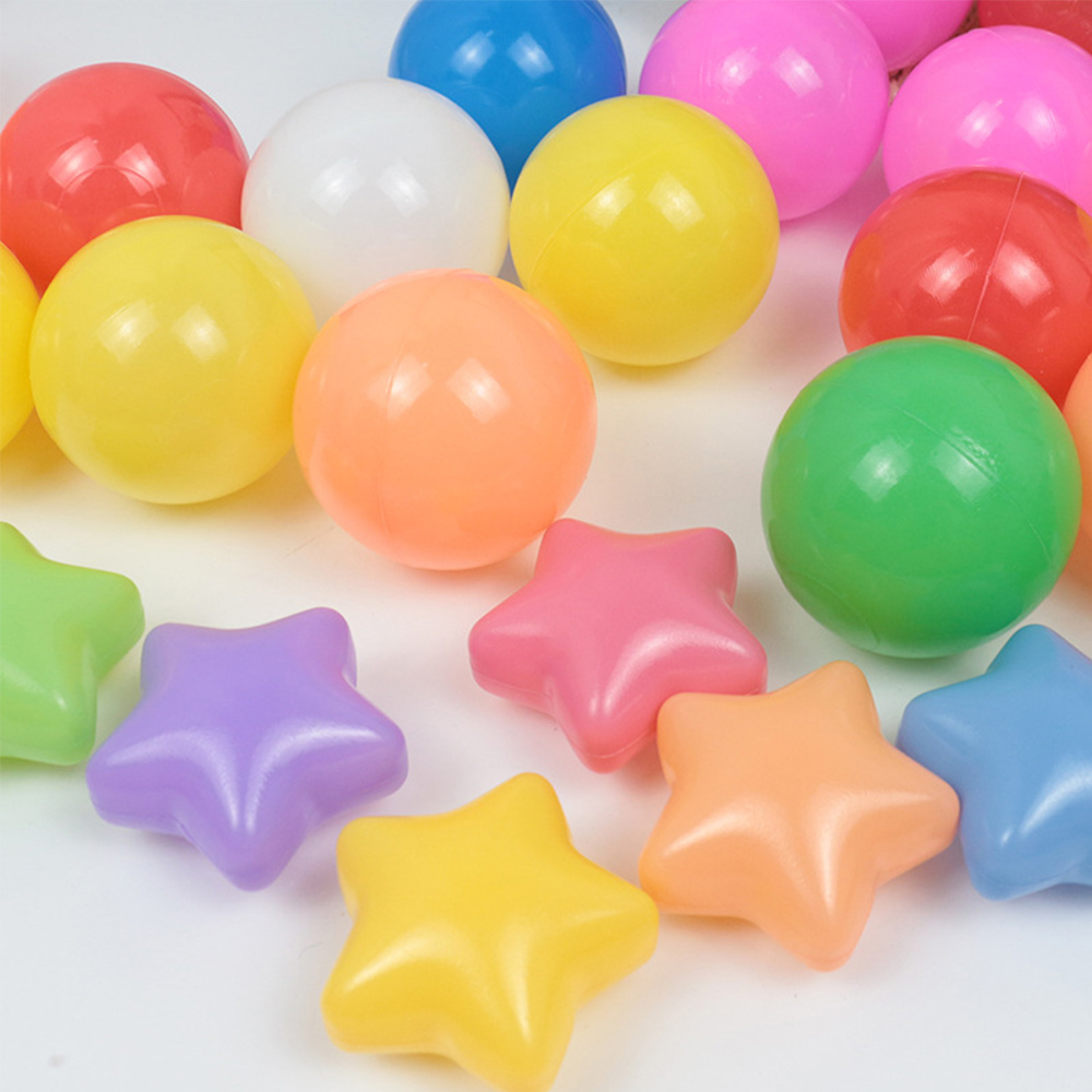 Pelotas de juguete pleásticas con forma de corazón y estrella para bebé, juguete suave para el estrés, piscina de aire, Ola oceánica, pelotas para piscina de agua, 50/100 Uds.