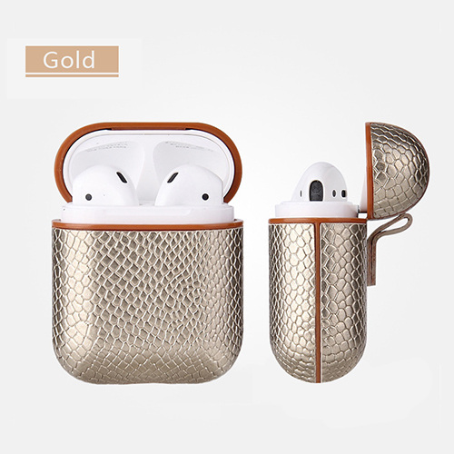Capa de couro para airpods 2, capa para apple airpods 2 alça pc + estojos de cobertura com botões, película protetora de couro para airpods, dropshipping: gold sw