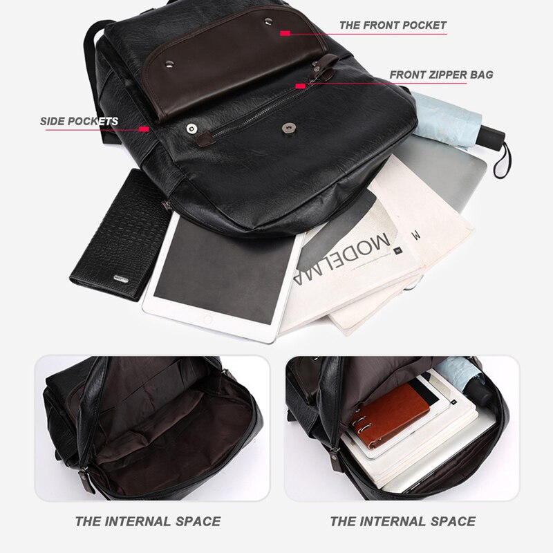 Mochila De Cuero Vintage para hombre, bolso para portátil, 15,6 pulgadas, para Notebook, mochilas de cuero, mochilas escolares, Mochila de viaje informal