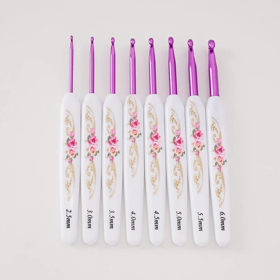 15 Styles Ergonomic Handle Needles Crochet Hook Set for Yarn Knitting Aluminum Crochet Hooks Stainless Steel DIY Knitting Tools: Light Grey