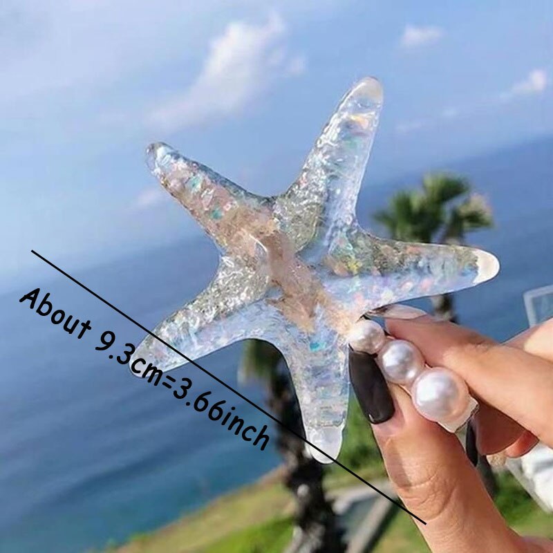Fermagli per capelli in acrilico con stelle marino per donne e ragazze, forcine in metallo con perle e conchiglie, accessori per capelli da spiaggia