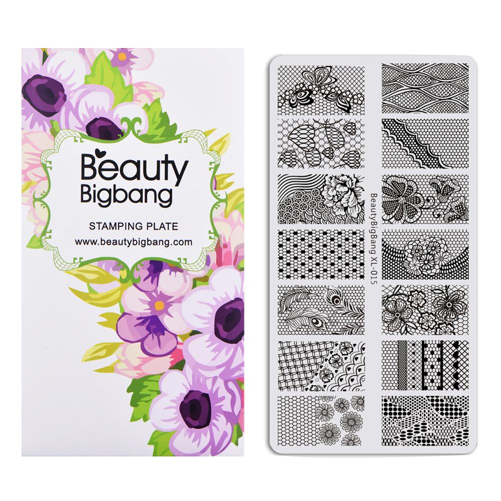 BeautyBigBang Stamping Plates 6*12cm Summer Flower Butterfly Nail Mold Accessories Plate Rectangle Nail Art Template BBB XL-011: 15