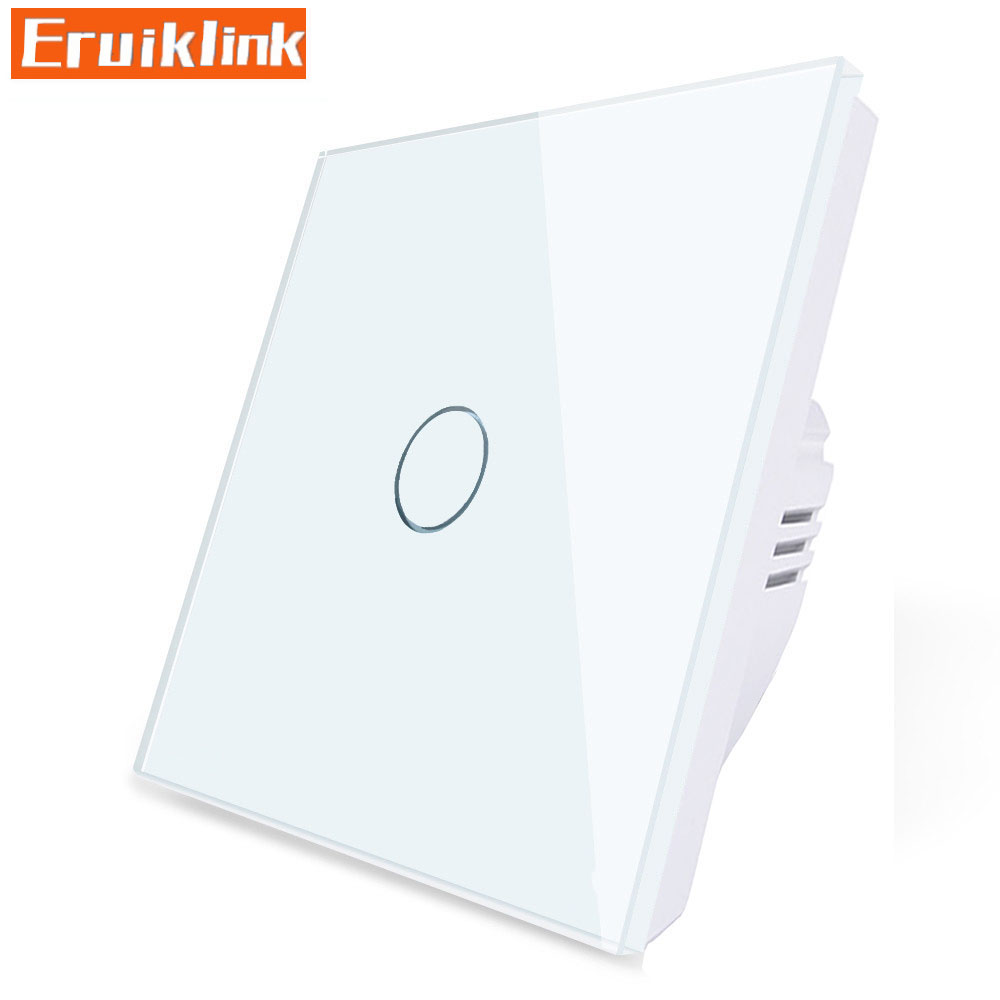 EU/UK Standard Wall Touch Switch,1/2/3 Gang 1 Way Crystal Glass Single Fireline Control Light Switch Can't be remote controlled