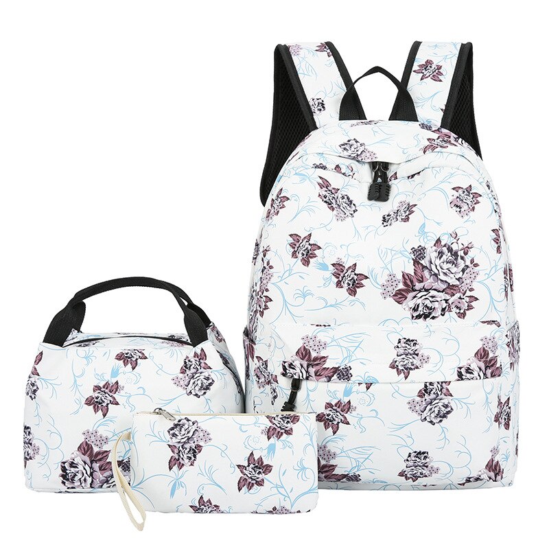 Stijl Canvas Bloemen Rugzak Student Schooltas: red flower