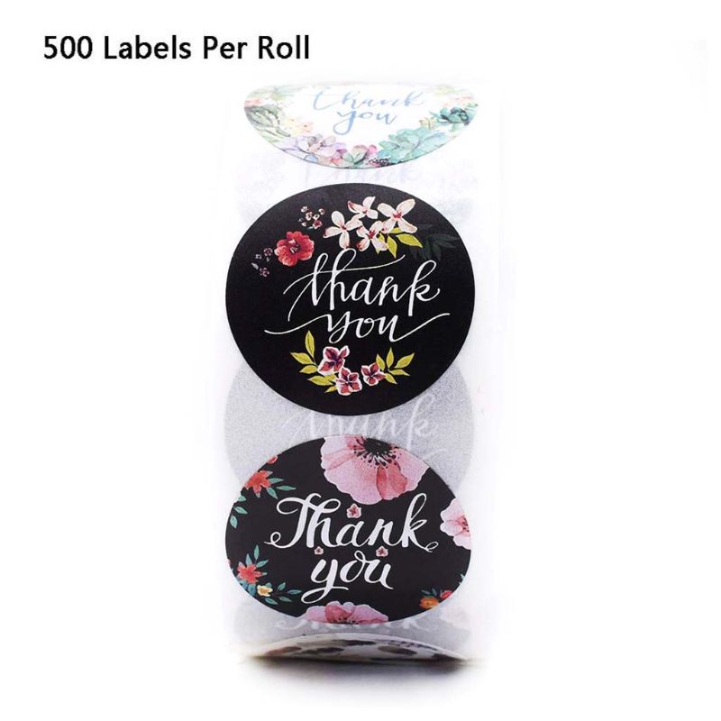 500pcs 4 Styles Round Floral Thank You Stickers 1 Inch Labels for Wedding Favors