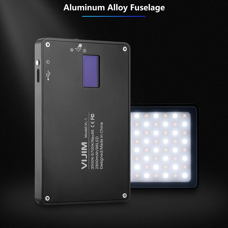 VIJIM VL-1 3500k-5700k 8W 600LM Dimmable LED Video Light With OLED Display on-Camera Fill Light 2800mAh Photography Studio Light