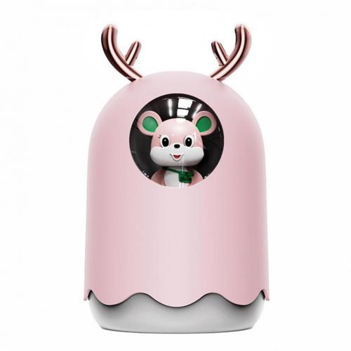 Portable USB Mini Air Car Humidifier Household 300ml Ultrasonic Humidifier with LED Night Lamp for Home Office Car: Pink