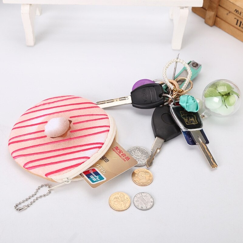 1pc Cute Cartoon Coin Purse Donuts Zipper Change Wallet Card Holder Women Student